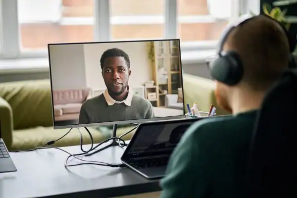 Man attending online mediation Ealing MIAMS session